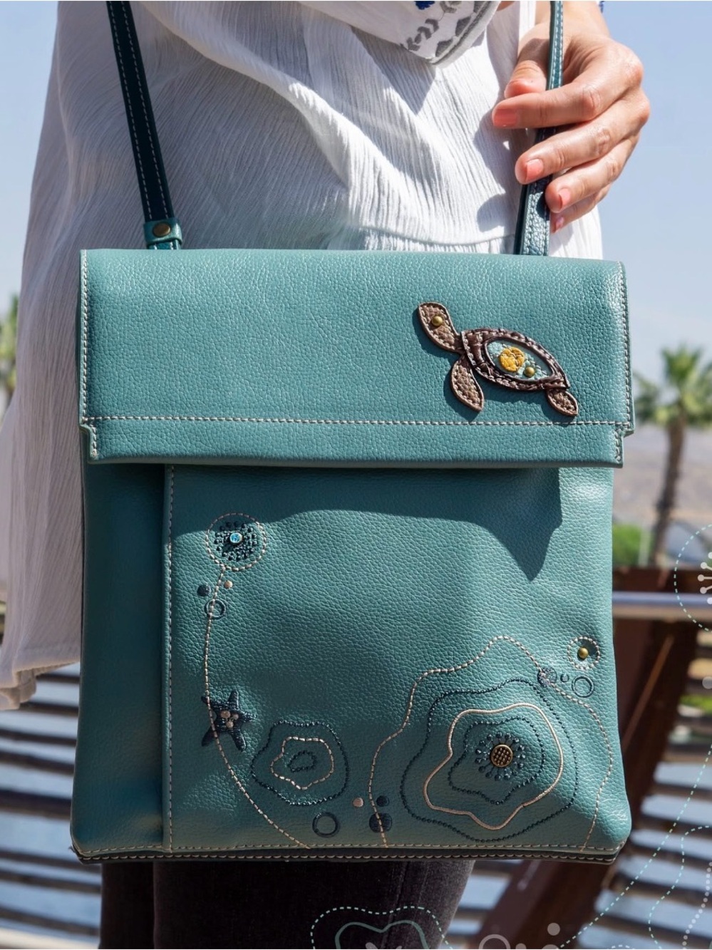 Chala Criss Sea Turtle Messenger Crossbody Bag